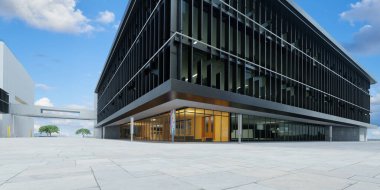 Boş katlar ve modern ofis binaları. 3d oluşturma