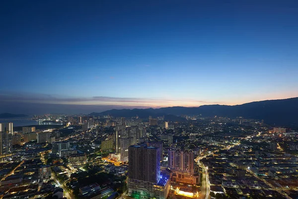 Luftaufnahme Der Nächtlichen Stadtlandschaft Schöne Nachtsicht Penang Malaysia — Stockfoto