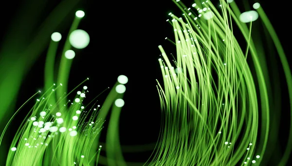 Fibra Ottica Con Luce Verde Tecnologia Scienza Digitale Concetto Comunicazione — Foto Stock