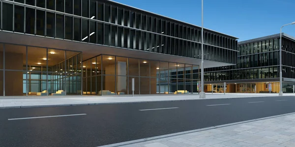 Roadside Street View Office Buildings Background Rendering — Stock Photo, Image