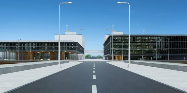 Straßenansicht Mit Bürogebäuden Hintergrund Darstellung — Stockfoto