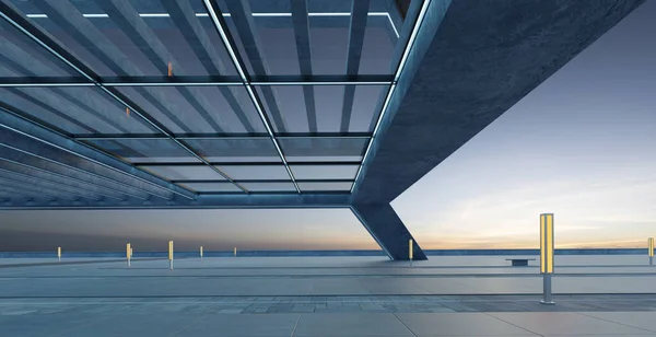 Vista Panorámica Del Suelo Hormigón Vacío Del Moderno Edificio Azotea — Foto de Stock