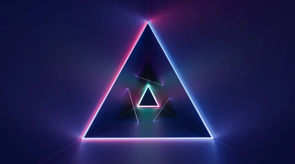Абстрактний Трикутний Фон Яскравими Трикутними Лазерними Променями Неону Візуалізація — стокове фото