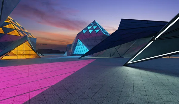 Design Forma Triangular Contemporânea Arquitetura Moderna Edifício Exterior Com Elemento — Fotografia de Stock