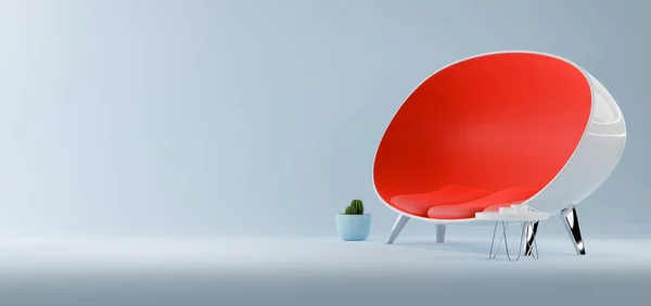 红色圆形沙发 室内设计简约 3D渲染 — 图库照片