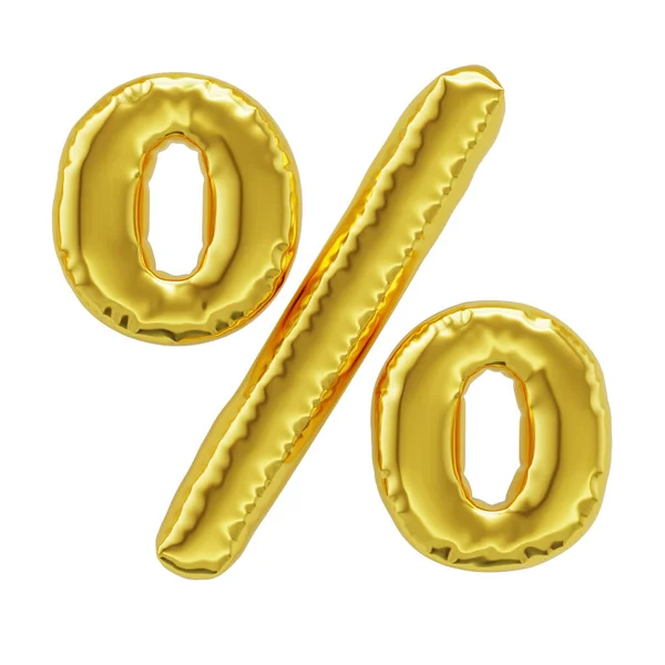 Symbol Percentage Shiny Golden Inflatable Balloon Isolated White Background Clipping — Fotografia de Stock