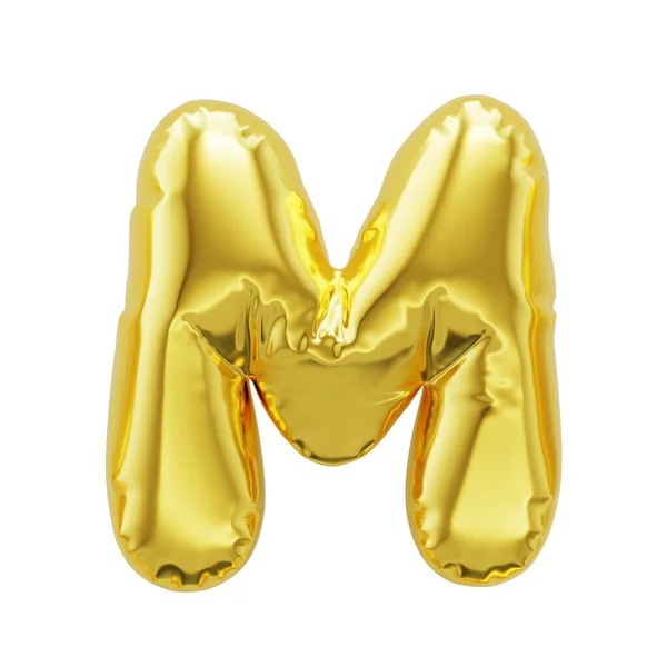 Letter Shiny Golden Inflatable Balloons Isolated White Background Clipping Path — Stock Photo, Image