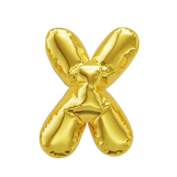 Letter Shiny Golden Inflatable Balloons Isolated White Background Clipping Path — 스톡 사진
