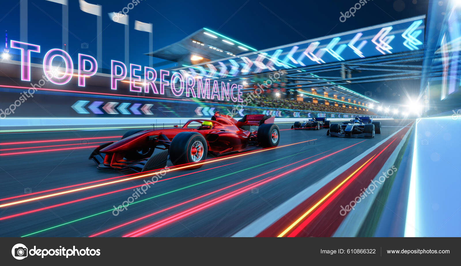 Brandless Racing Cars Race Track Illustration Stock Photo by