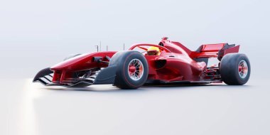 Red race car with no brand name is designed and illustration of my own. 3D rendering