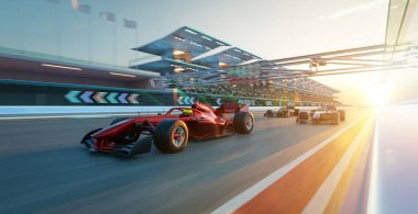 Sport racing car fast driving to achieve the champion dream , motion blur and lighting effect apply . 3D rendering