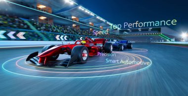3D rendering High speed Smart Automotive and Top performance driving concept.