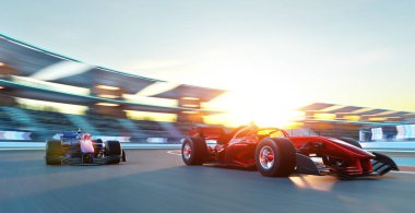 Sport racing car fast driving to achieve the champion dream , motion blur and lighting effect apply . 3D rendering