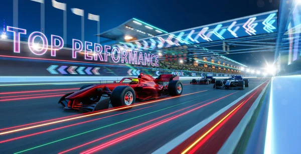 Спортивний Гоночний Автомобіль Швидкого Водіння Текстом Top Performance Концепцією Швидкої — стокове фото
