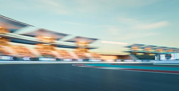 Rendering Racing Concetto Scena Del Mattino Futuristica Pista Con Neon — Foto Stock