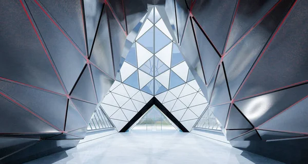 삼각형 모양은 콘크리트 요소로 내부를 설계이다 렌더링 — 스톡 사진