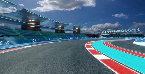 Rendering Bestaat Niet Futuristische Racetrack Circuit Met Pijl Teken Glazen — Stockfoto