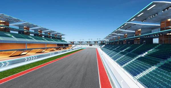 Rendering Bestaat Niet Futuristische Racetrack Circuit Met Pijl Teken Glazen — Stockfoto