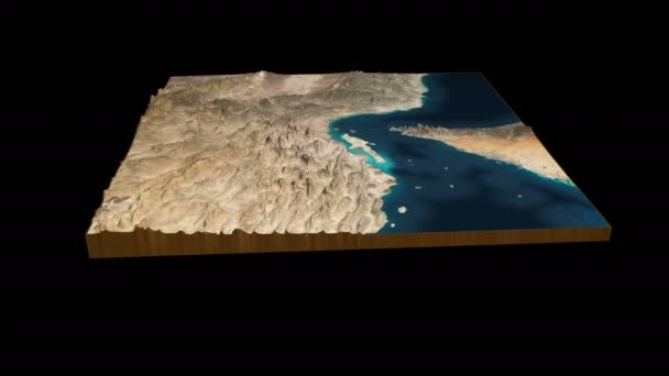 Strait Hormuz Terrain Map Render 360 Degrees Loop Animation — Stock Video