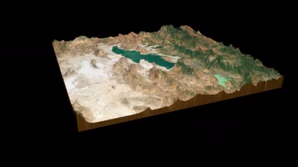 グレート塩湖地形図3Dレンダリング360度ループアニメーション — ストック動画