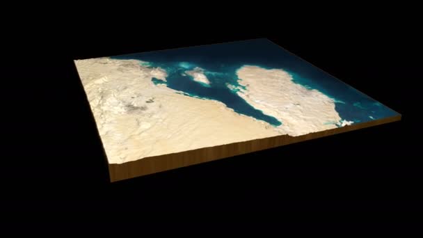 Geländekarte Katar Und Bahrain Rendering 360 Grad Schleifen Animation — Stockvideo