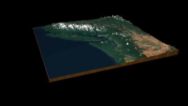 Squamish Lillooet Regional District Terrain Map 렌더링 360 애니메이션 — 비디오