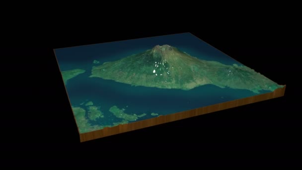 Mount Tambora Mapa Terénu Vykreslení 360 Stupňů Smyčky Animace — Stock video