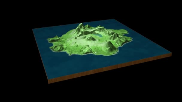 Χάρτης Εδάφους Της Νήσου Σεμισοποσνόι Καθιστούν 360 Μοίρες Loop Animation — Αρχείο Βίντεο