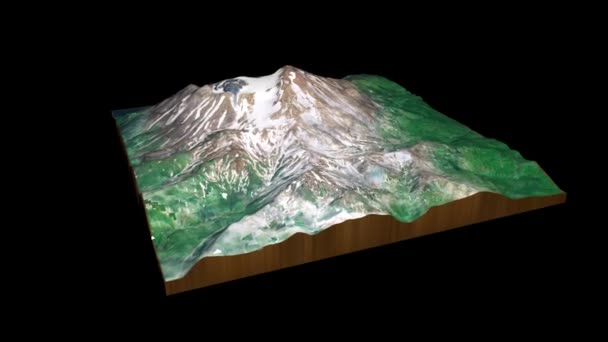 Grande Mapa Terreno Vulcão Sitkin Renderizar 360 Graus Animação Loop — Vídeo de Stock
