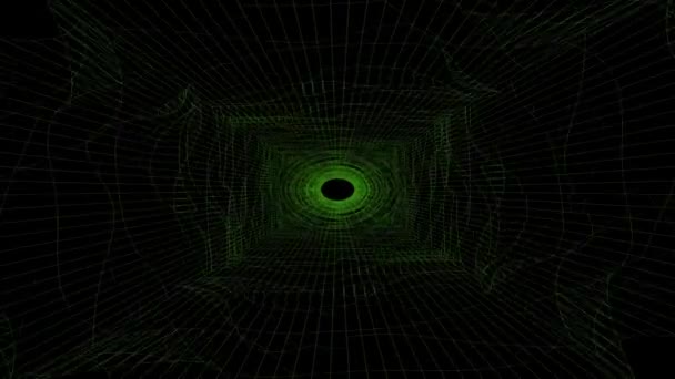 Green Wireframe Seamless Loop Tunnel Animation — Video Stock