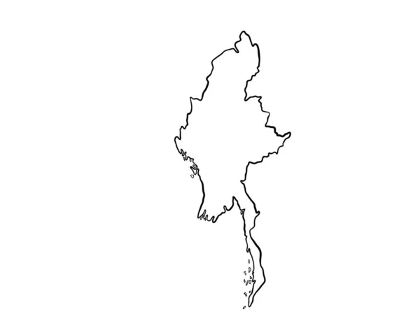 Myanmar Hand Drawn Map Lllustration — Stockfoto