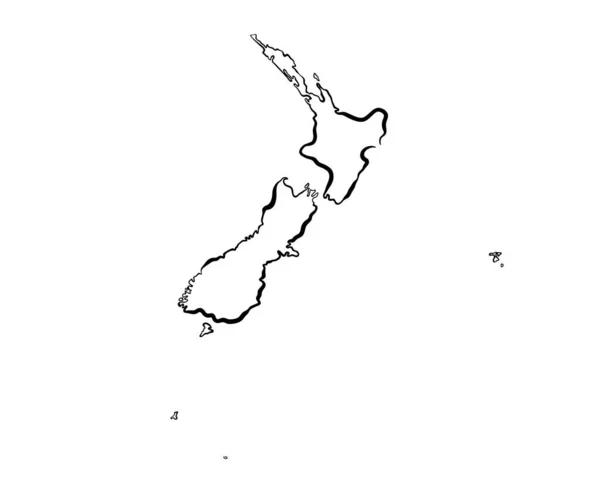 New Zealand Hand Drawn Map Lllustration — Zdjęcie stockowe