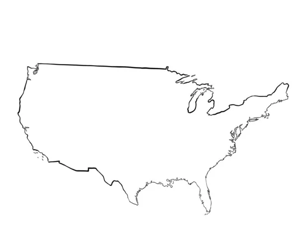 Estados Unidos Ilustración Del Mapa Dibujado Mano —  Fotos de Stock