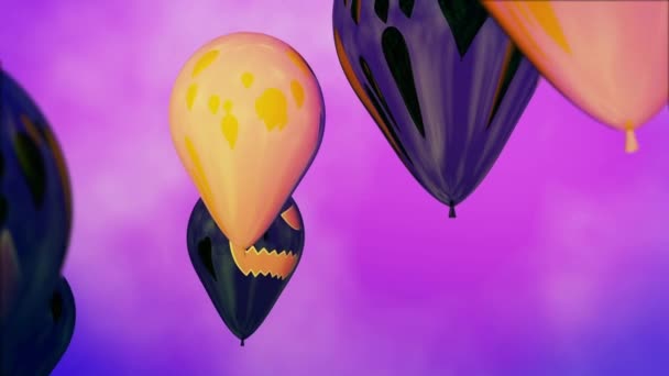 Létající Halloweenské Balónky Vykreslování Animace — Stock video