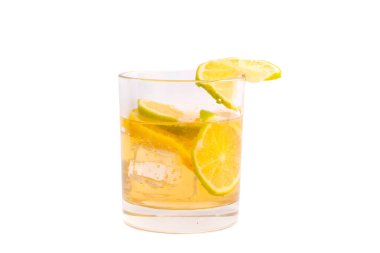lemonade with lemon slices on a white background for isolation. High quality photo