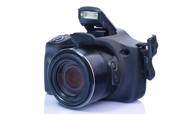 black camera isolated on white background. High quality photo