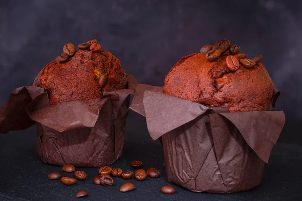 Kahve çekirdekli çikolatalı kek. Yüksek kalite fotoğraf