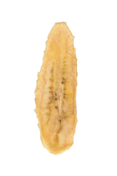 Крупным Планом Нарезанный Кусок Сушеных Очищенных Банановых Фруктов Белом Фоне — стоковое фото