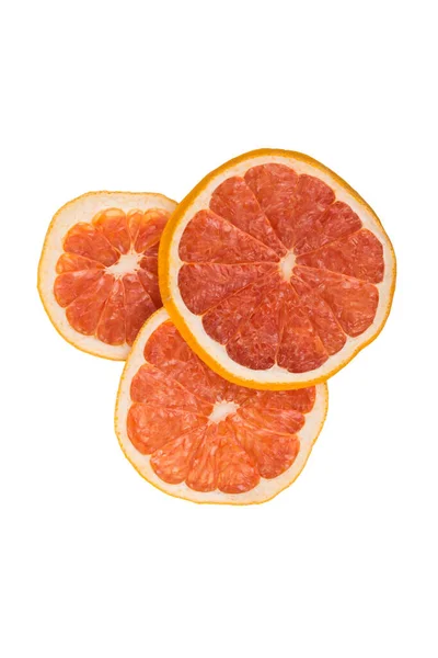 Close Three Pieces Dried Grapefruit White Background — Stock Photo, Image