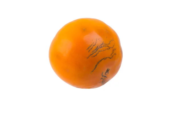 Rijp Oranje Persimmon Een Witte Achtergrond Close — Stockfoto