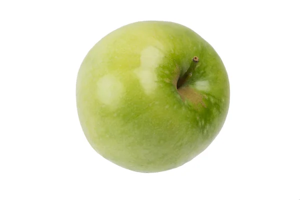 Pomme Verte Isolée Sur Fond Blanc Vue Face Gros Plan — Photo
