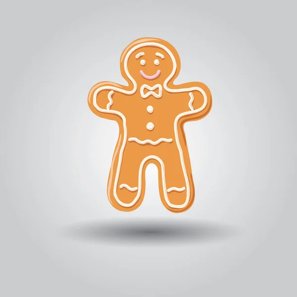 Dulce decorado año nuevo galleta de jengibre. Hombre jengibre de Navidad — Vector de stock