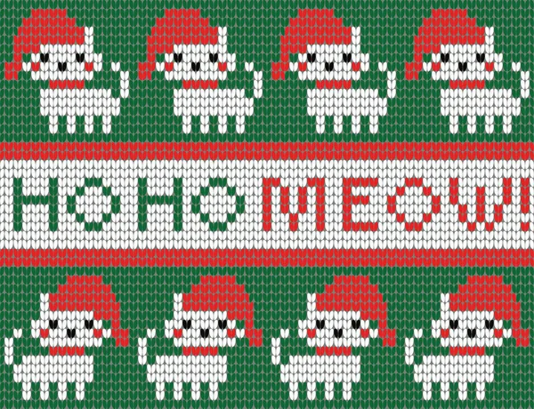 Tarjeta de Año Nuevo en estilo de punto. Con gatos festivos y texto — Vector de stock