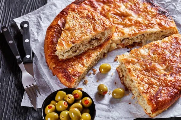 Borek Burek Savory Phyllo Pastry Pie Minced Meat Filling Medanean — стоковое фото