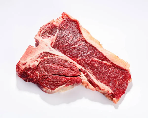 Bife Carne Porco Não Cozido Fundo Branco Vista Horizontal Cima — Fotografia de Stock