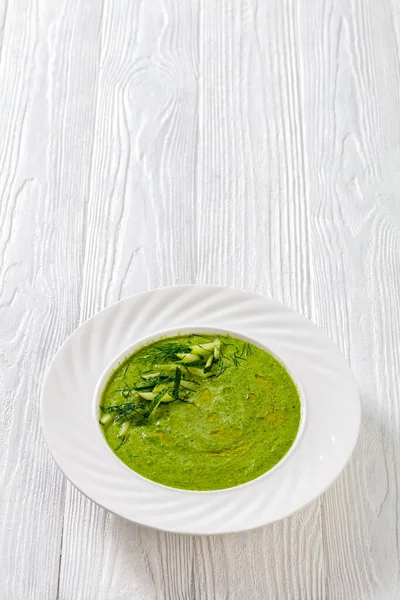 Tarator Summer Cold Cucumber Soup Dill Yogurt Olive Oil White — Fotografia de Stock