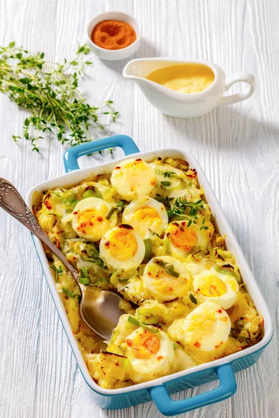 Welsh Anglesey Eggs Soft Mashed Potatoes Hard Boiled Eggs All — Fotografie, imagine de stoc