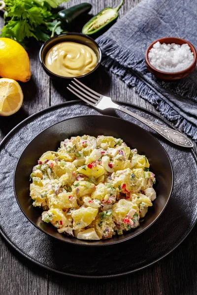 Delicious Shout Hallelujah Potato Salad Pickles Celery Eggs Jalapeno Mayonnaise — Fotografia de Stock