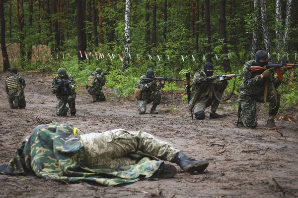Bucha Ukraine July 2022 Fighters Bucha Territorial Defense Tactical Exercises — Fotografia de Stock
