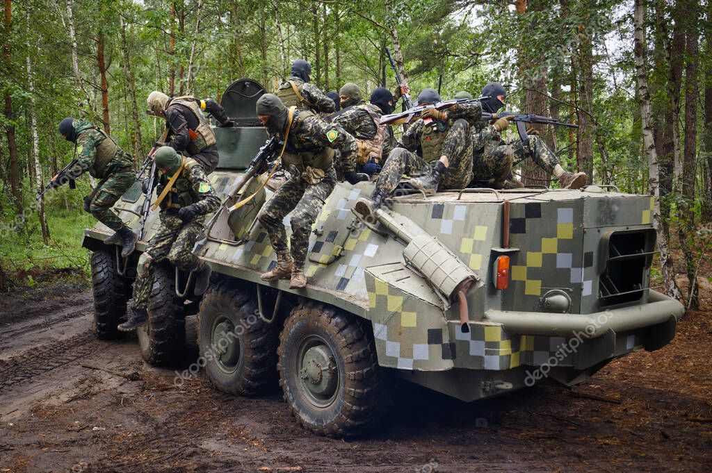 BUCHA, UKRAINE JULY 13, 2022 Fighter of the Bucha territorial